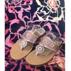 Silver and Sparkly Pink Jack Rogers Sandals